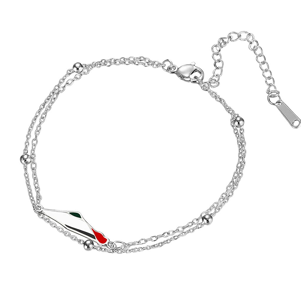 Bracelet Double Chaine - Acier inoxydable - Palestine